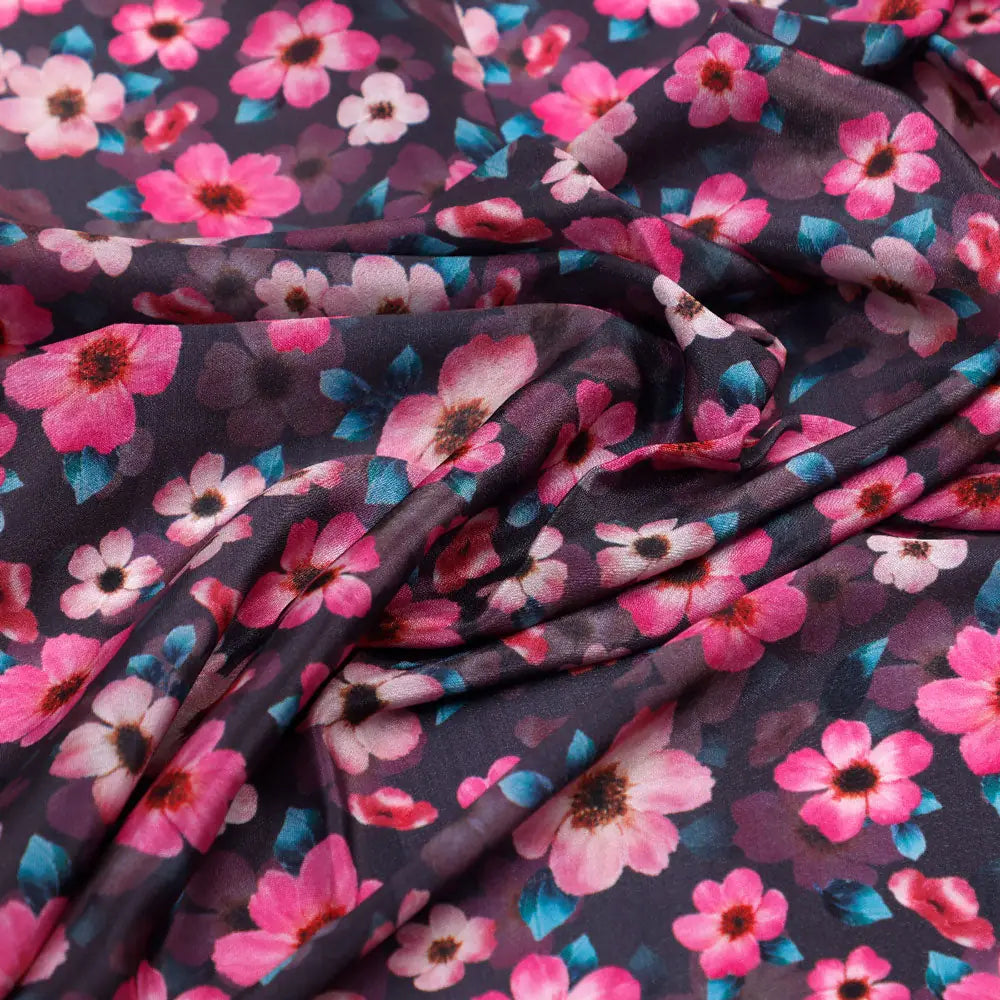 Gorgeous floral digital printed silk crepe fabric from FAB VOGUE Studio – cr 0 ta08551 110 c