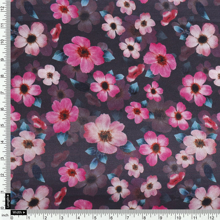 Gorgeous floral digital printed silk crepe fabric from FAB VOGUE Studio