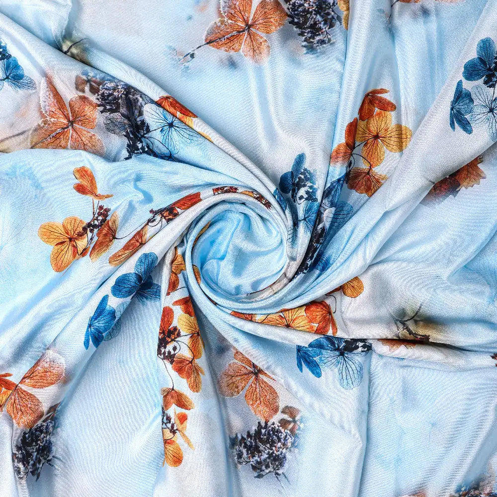 Classy Blue Floral Digital Printed Silk Crepe Fabric – cr 0 ta09548c 110 a