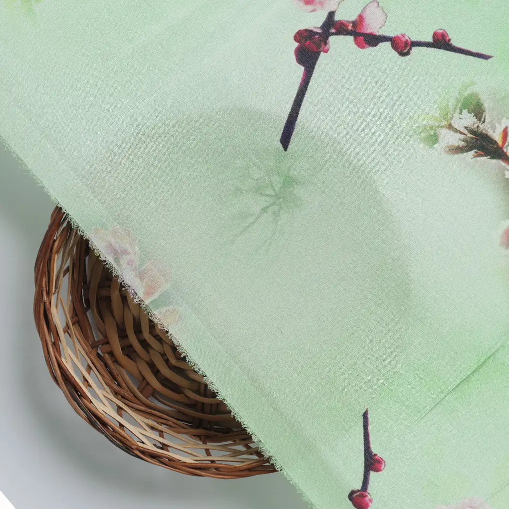 Beautiful Pink Floral With Red Leaves Digital Printed Fabric - Silk Crepe – cr 0 ta09556c 110 d
