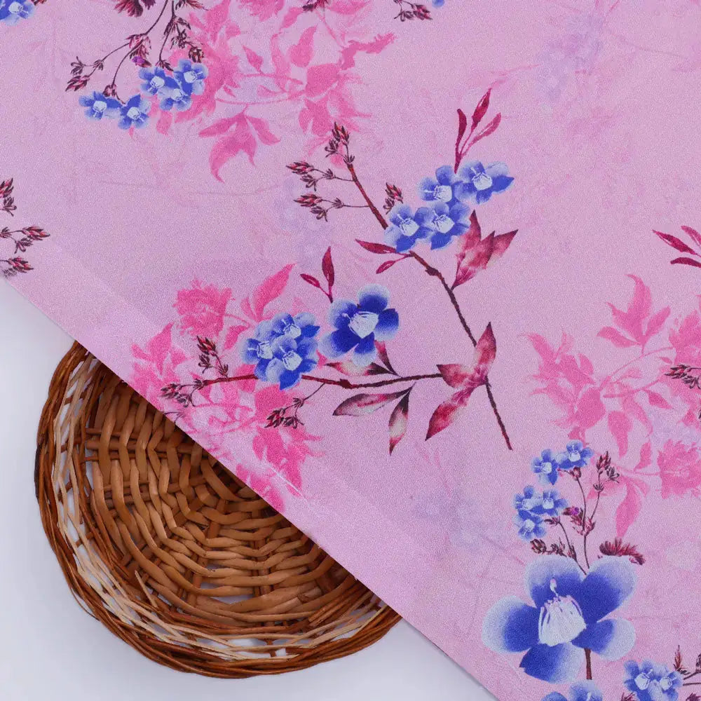 Classy Pink Floral Digital Printed Silk Crepe Fabric – cr 0 ta09678p3 110 b