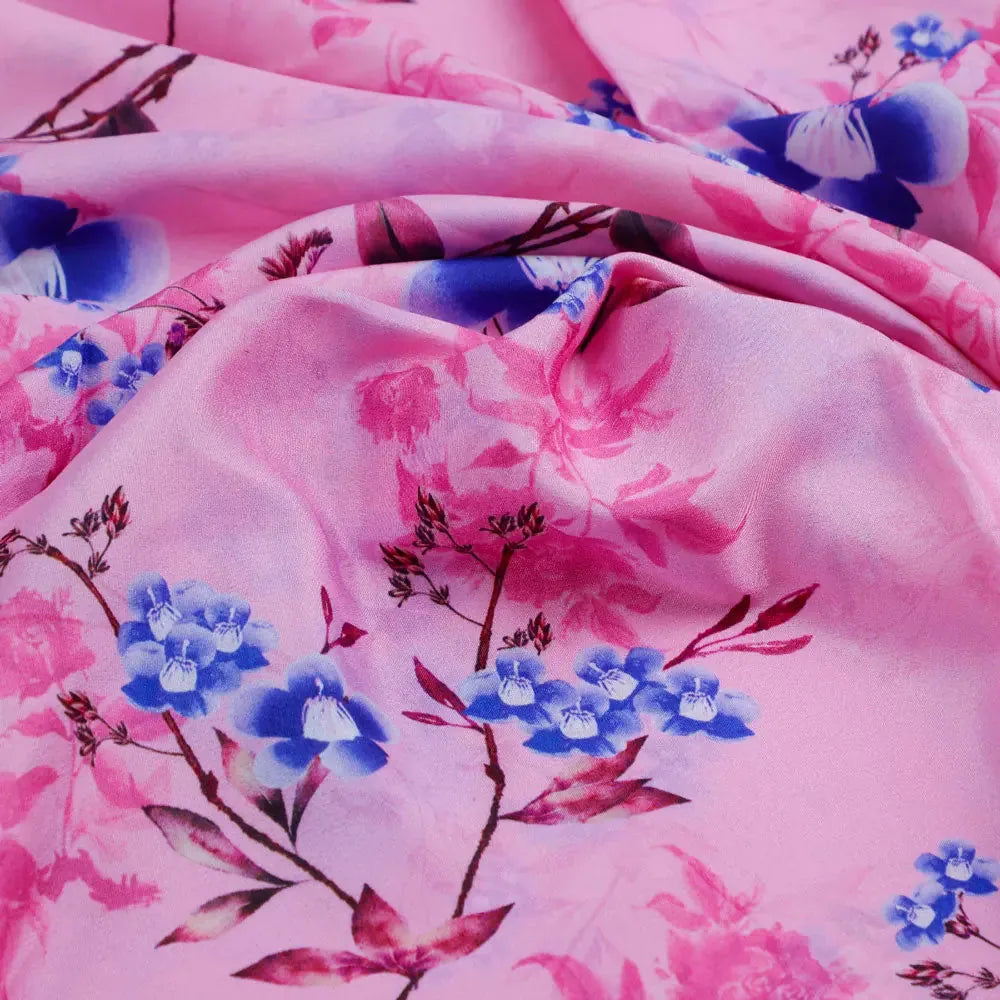 Classy Pink Floral Digital Printed Silk Crepe Fabric – cr 0 ta09678p3 110 c