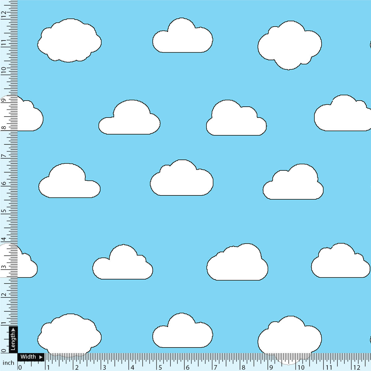 Blue and White Cloud Print Muslin Fabric for Kids – cloud