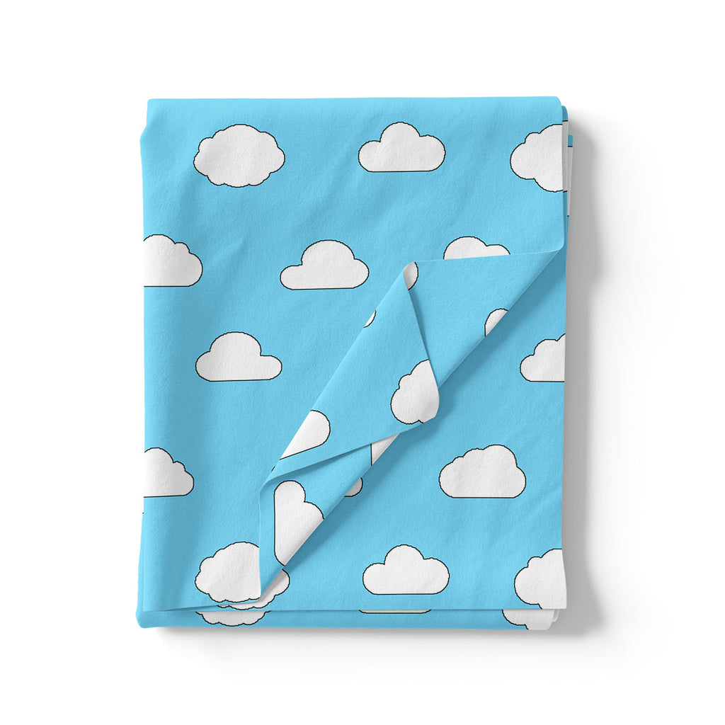 Blue and White Cloud Print Muslin Fabric for Kids – cloud2