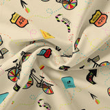 Cream Cycle Prints Muslin Fabric for Kids – cycle3