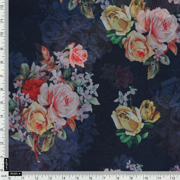 Gorgeous floral print digital printed fabric in weightless fabric
