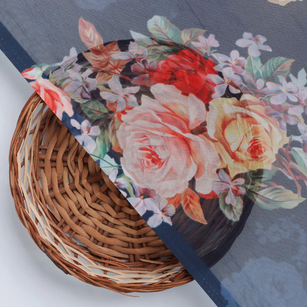 Gorgeous floral print digital printed fabric in weightless fabric – fvs 692 d