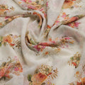Gorgeous white floral digital printed fabric by FAB VOGUE Studio – fvs 698 c