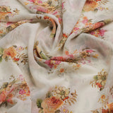 Gorgeous white floral digital printed fabric by FAB VOGUE Studio – fvs 698 c