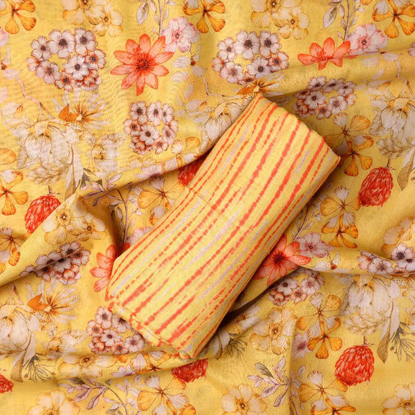 Yellow Linen Printed Unstitched Fabric Set (5 Meter Set) – fvs2022367 c