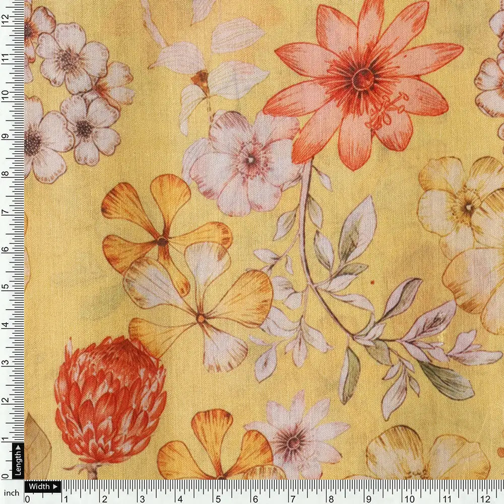 Yellow Linen Printed Unstitched Fabric Set (5 Meter Set) – fvs2022367 e