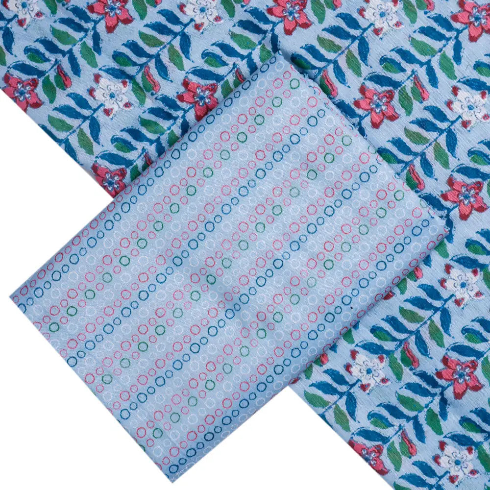 Blue Mul Cotton Printed Unstitched Fabric Set (5 Meter Set) – fvs2023105 b
