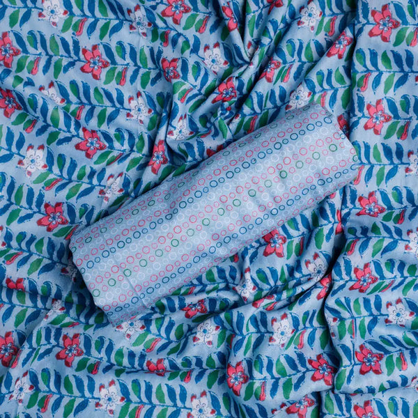 Blue Mul Cotton Printed Unstitched Fabric Set (5 Meter Set) – fvs2023105 c