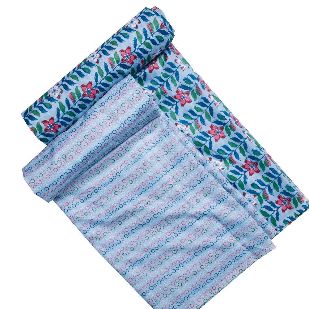 Blue Mul Cotton Printed Unstitched Fabric Set (5 Meter Set) – fvs2023105 d