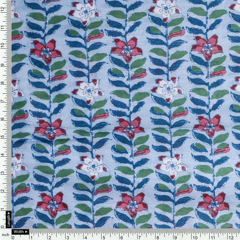 Blue Mul Cotton Printed Unstitched Fabric Set (5 Meter Set) – fvs2023105 e
