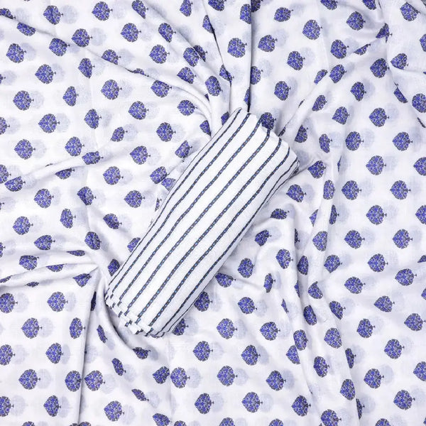 White Linen Printed Unstitched Fabric Set (5 Meter Set) – fvs202312 c