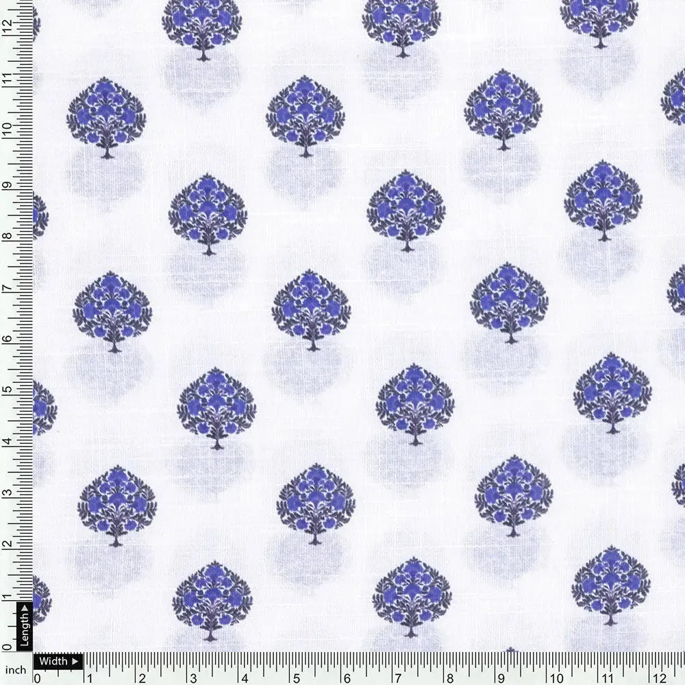 White Linen Printed Unstitched Fabric Set (5 Meter Set) – fvs202312 e