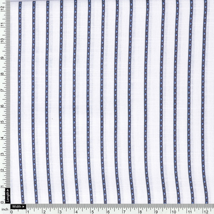 White Linen Printed Unstitched Fabric Set (5 Meter Set)