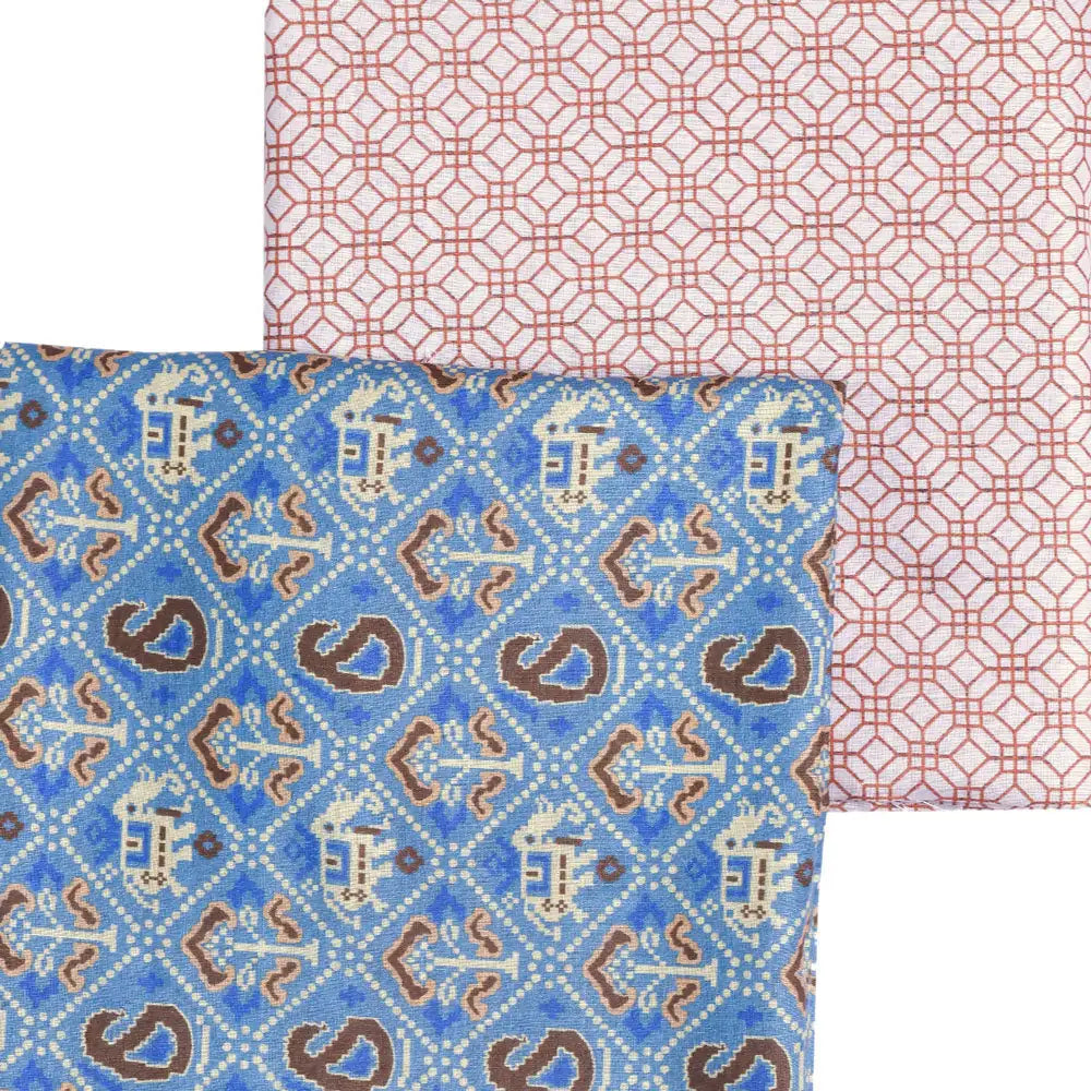 Cream Linen Printed Unstitched Fabric Set (5 Meter Set) – fvs202315 a
