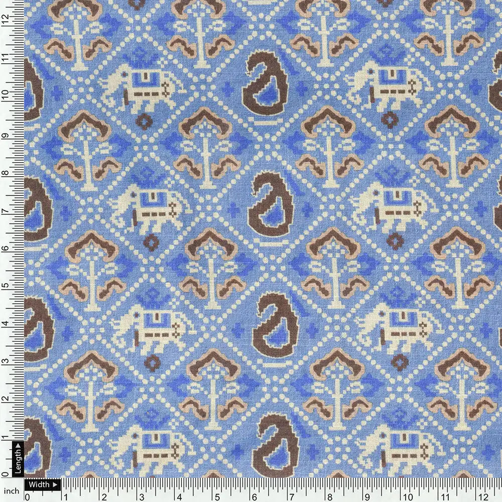 Cream Linen Printed Unstitched Fabric Set (5 Meter Set) – fvs202315 e