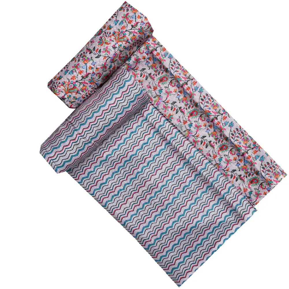 Cream Linen Printed Unstitched Fabric Set (5 Meter Set) – fvs202318 d