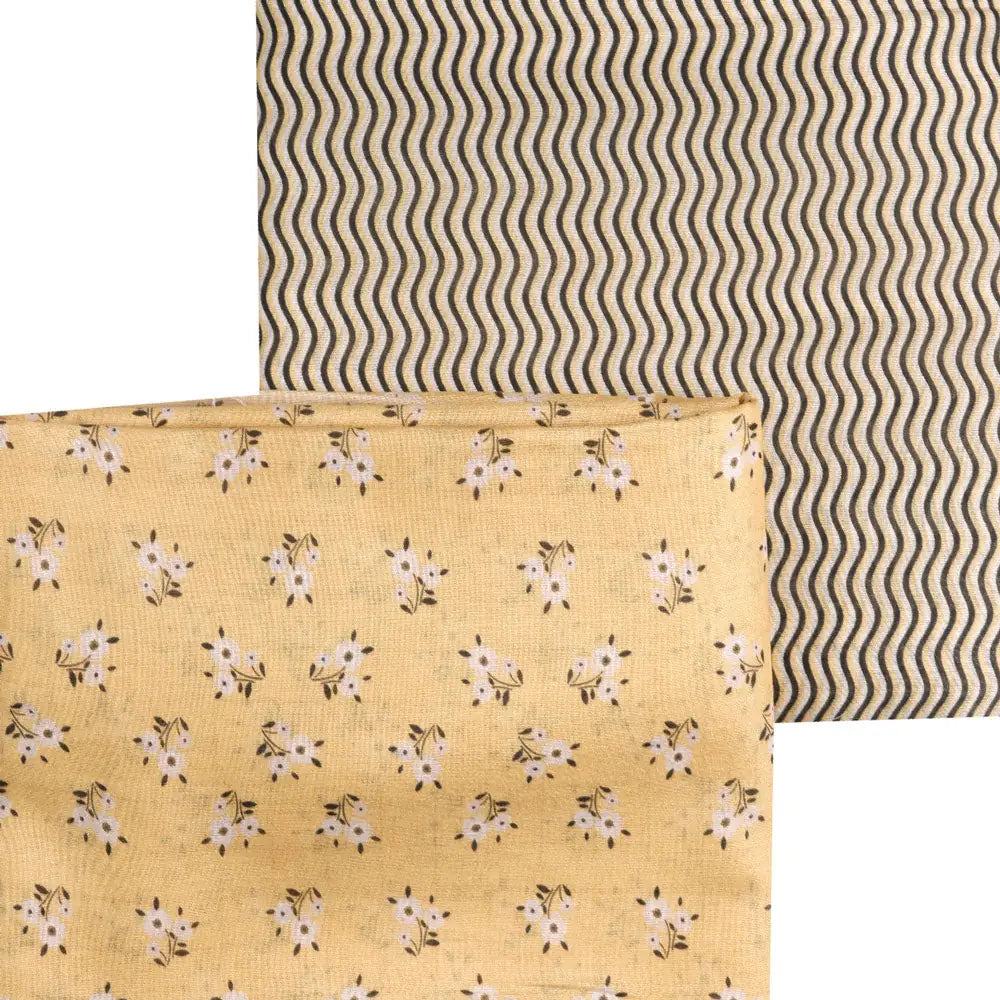 Yellow Mul Cotton Printed Unstitched Fabric Set (5 Meter Set) – fvs202321 st 21 a