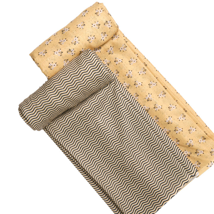 Yellow Mul Cotton Printed Unstitched Fabric Set (5 Meter Set)