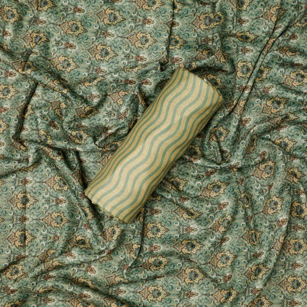 Green Mul Cotton Printed Unstitched Fabric Set (5 Meter Set) – fvs202324 st 24 c