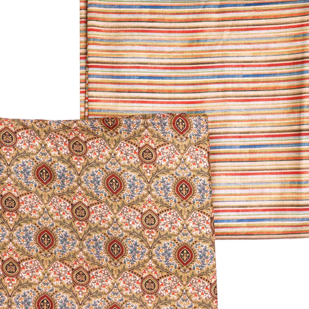 Green Mul Cotton Printed Unstitched Fabric Set (5 Meter Set) – fvs202327 st 27 a