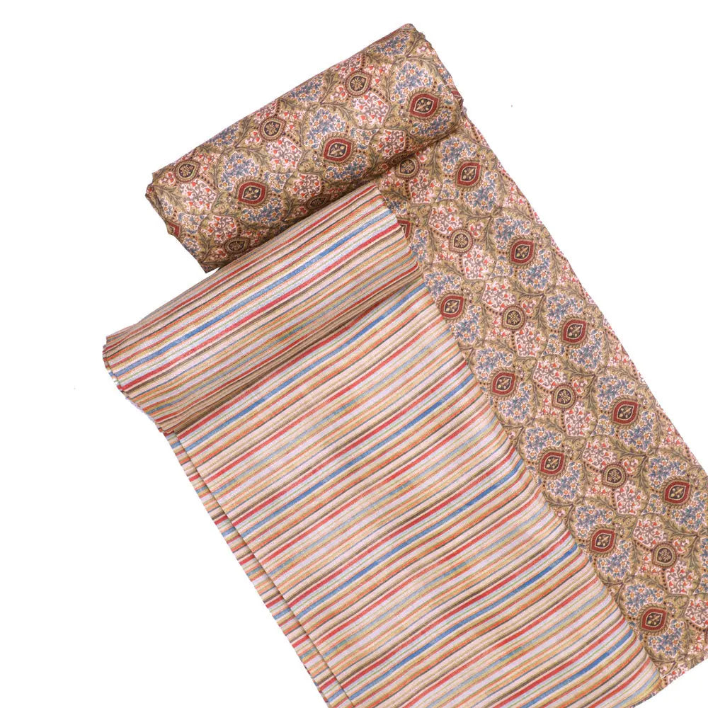 Green Mul Cotton Printed Unstitched Fabric Set (5 Meter Set) – fvs202327 st 27 d
