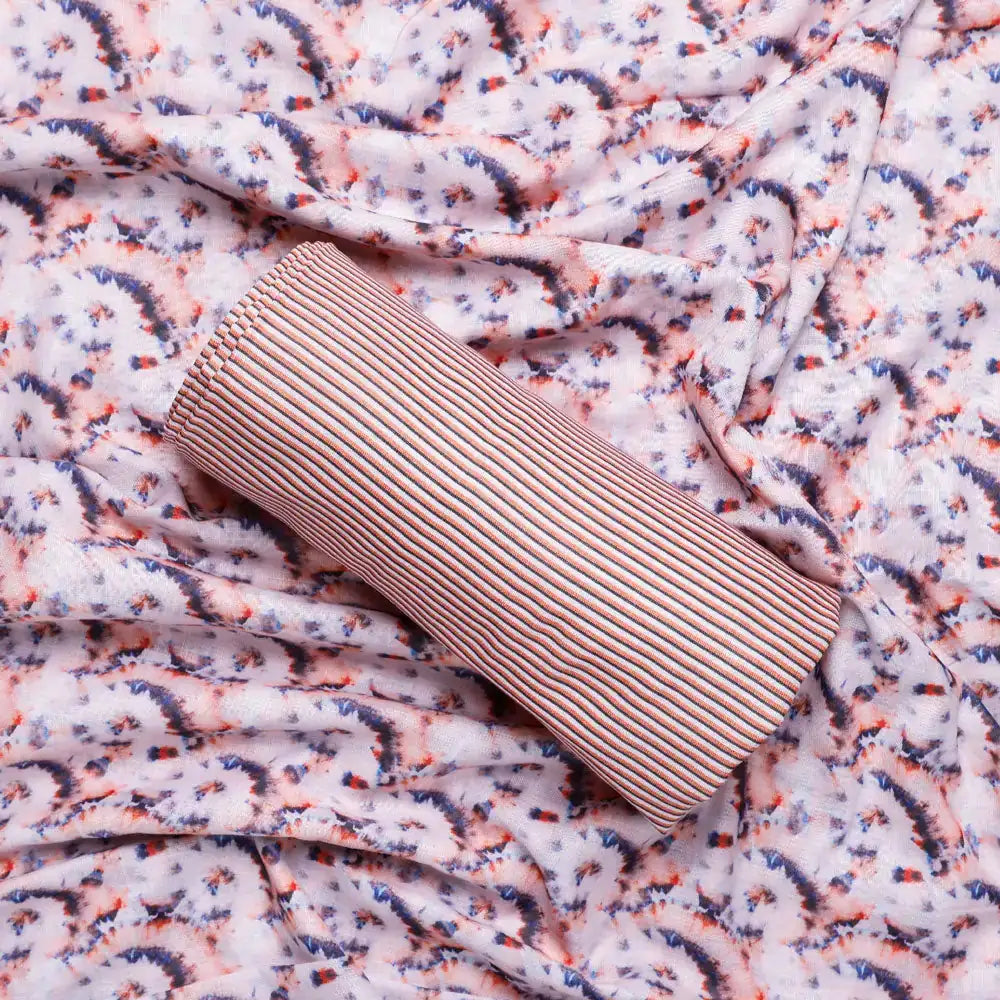 Cream Linen Printed Unstitched Fabric Set (5 Meter Set) – fvs202328 st 28 c