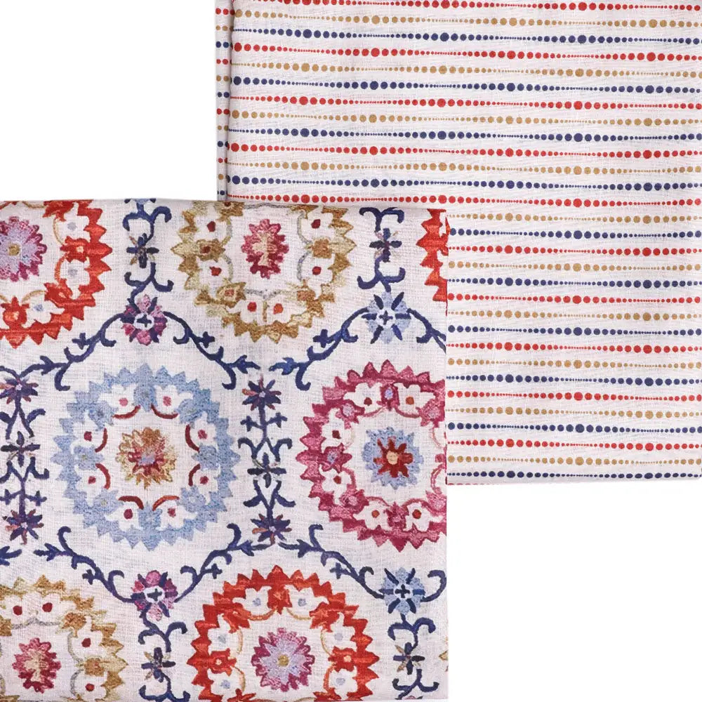 Cream Linen Printed Unstitched Fabric Set (5 Meter Set) – fvs202331 a