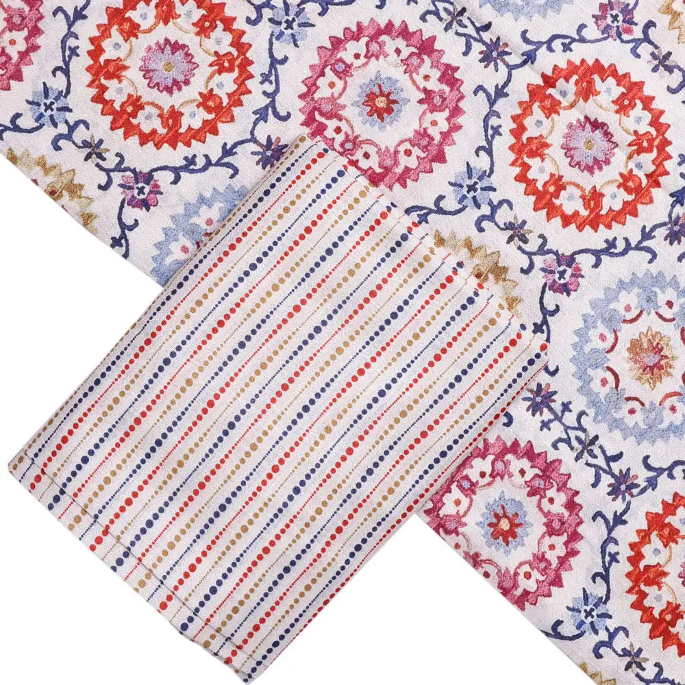 Cream Linen Printed Unstitched Fabric Set (5 Meter Set) – fvs202331 b