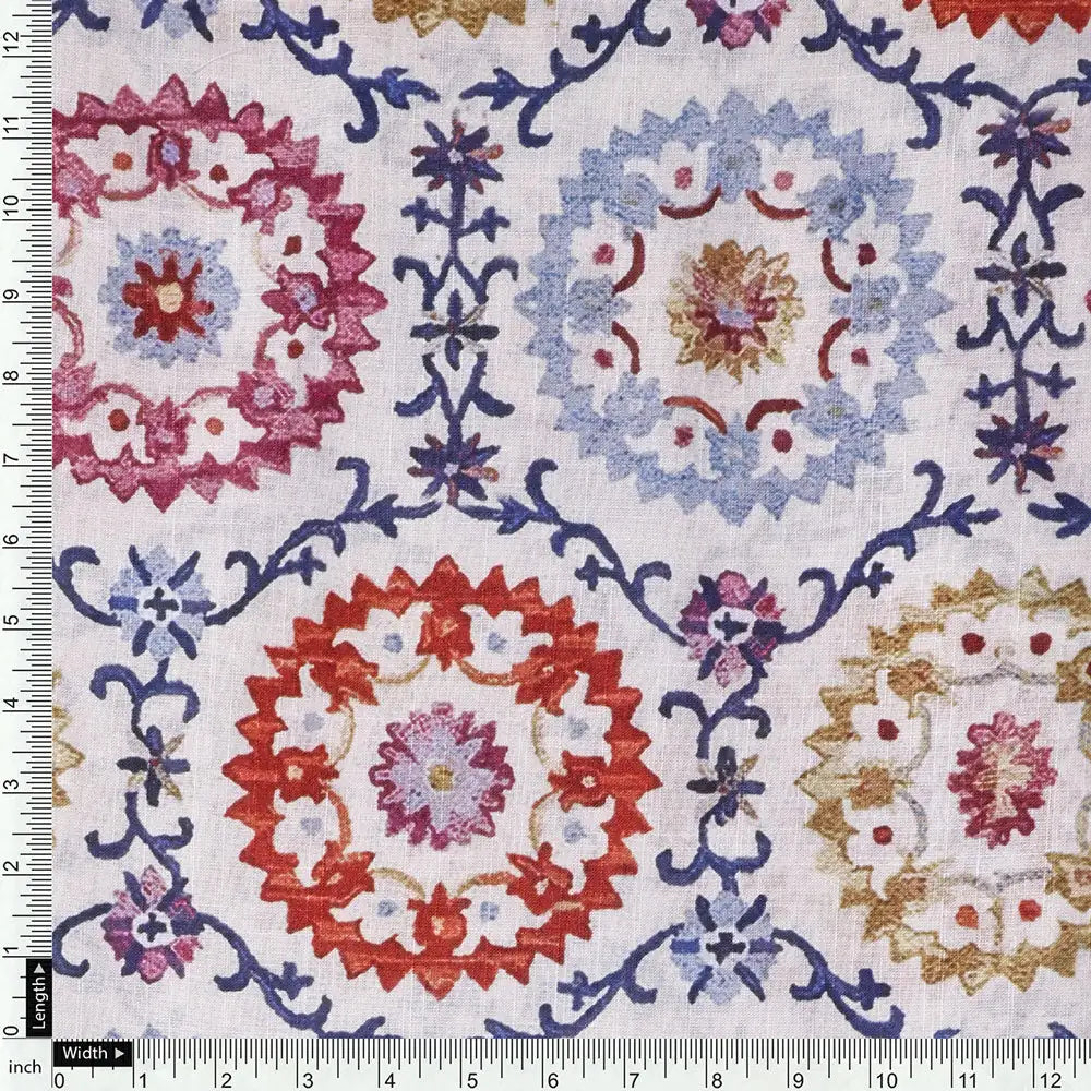 Cream Linen Printed Unstitched Fabric Set (5 Meter Set) – fvs202331 e