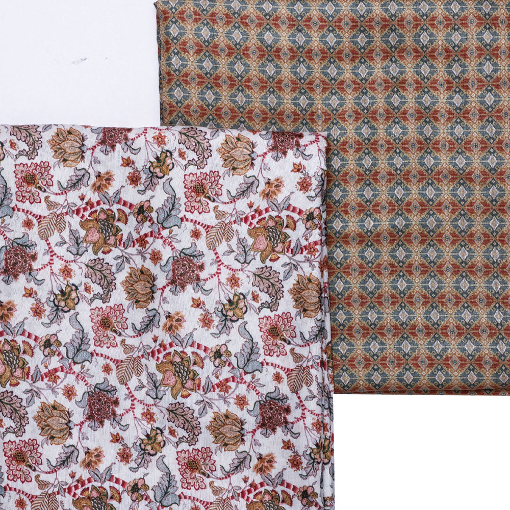 Multicolor Mul Cotton Printed Unstitched Fabric Set (5 Meter Set)