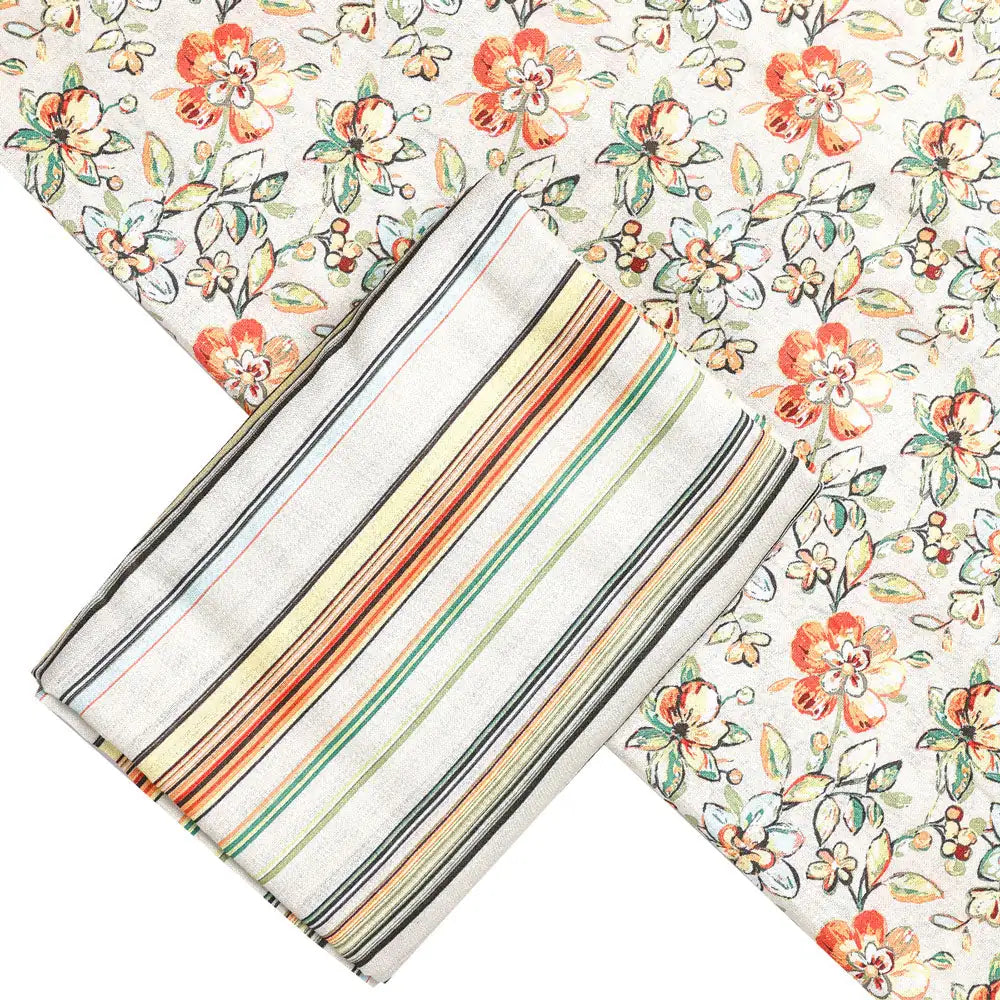 Green Linen Printed Unstitched Fabric Set (5 Meter Set) – fvs202334 b