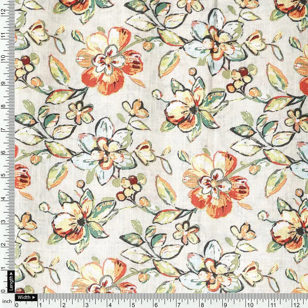 Green Linen Printed Unstitched Fabric Set (5 Meter Set) – fvs202334 e