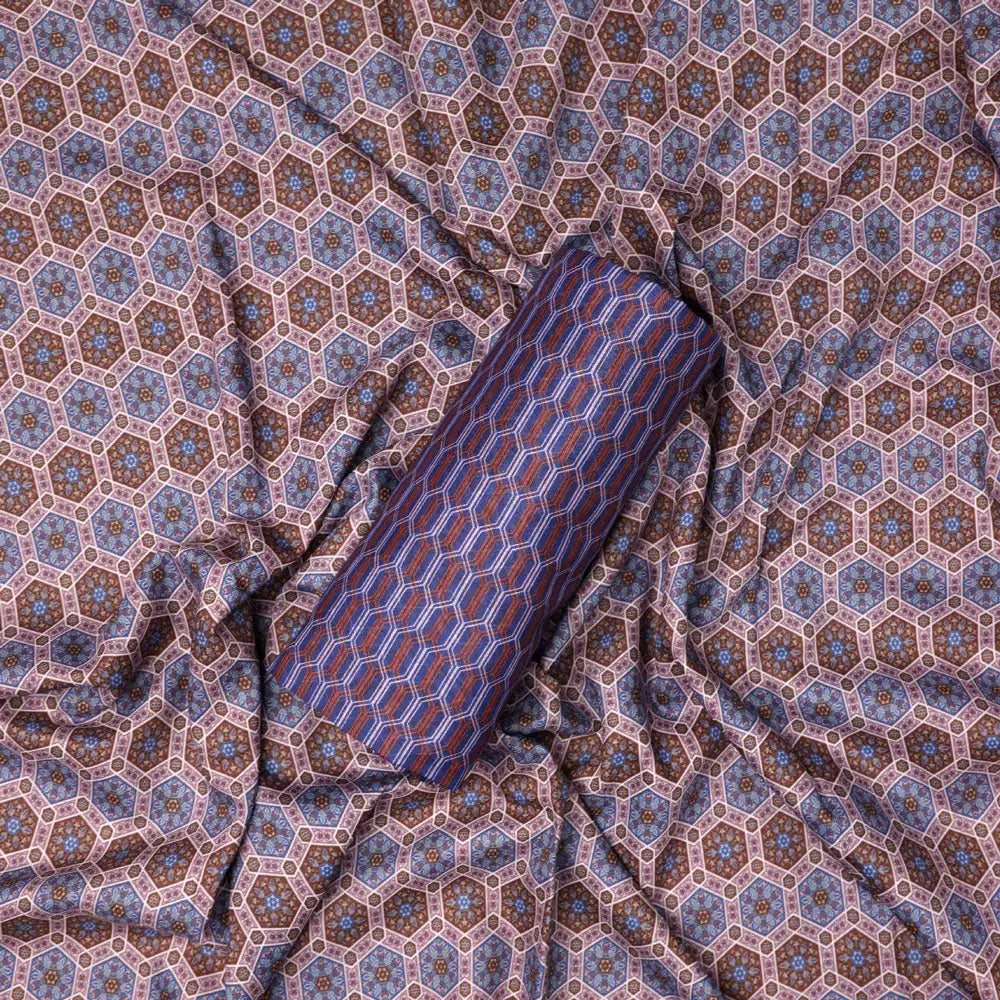 Blue Mul Cotton Printed Unstitched Fabric Set (5 Meter Set) – fvs202336 st 36 c