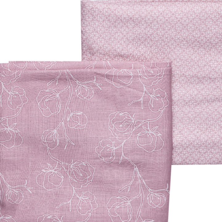 Pink Linen Printed Unstitched Fabric Set (5 Meter Set)