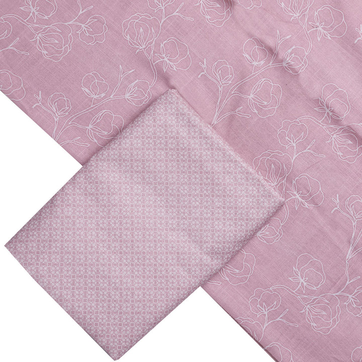 Pink Linen Printed Unstitched Fabric Set (2.5 Meters Each Design)
