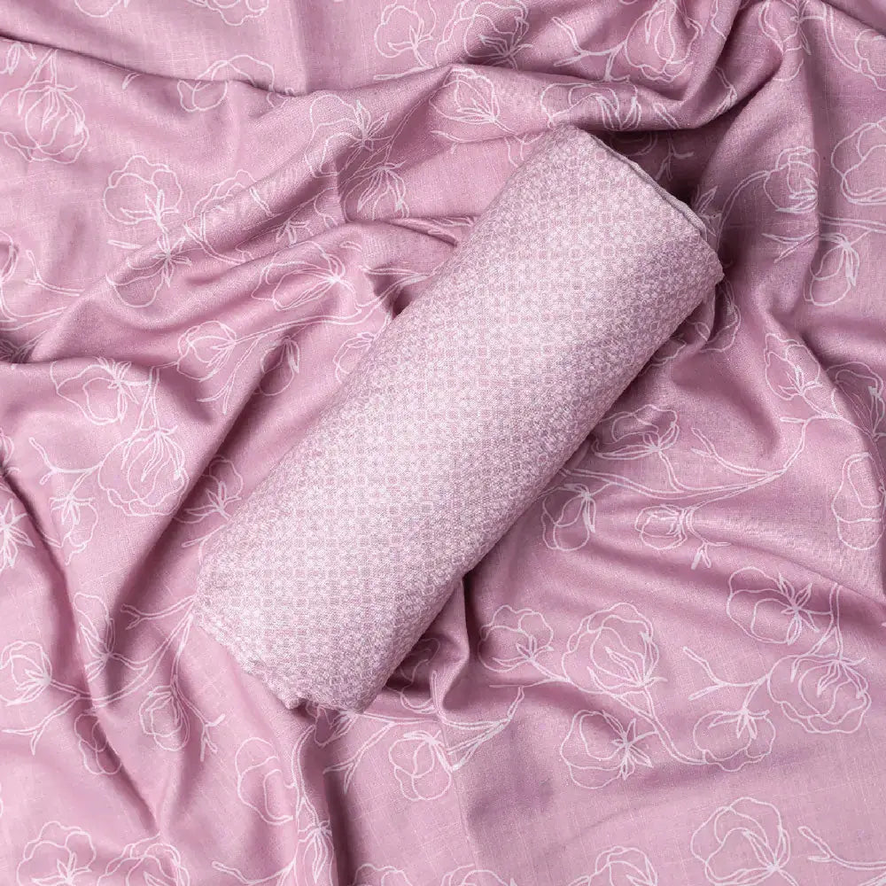 Pink Linen Printed Unstitched Fabric Set (5 Meter Set) – fvs202337 c