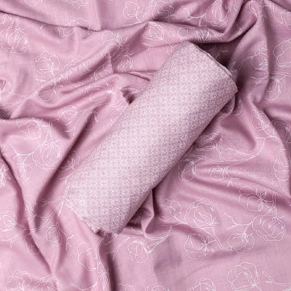 Pink Linen Printed Unstitched Fabric Set (5 Meter Set) – fvs202337 c