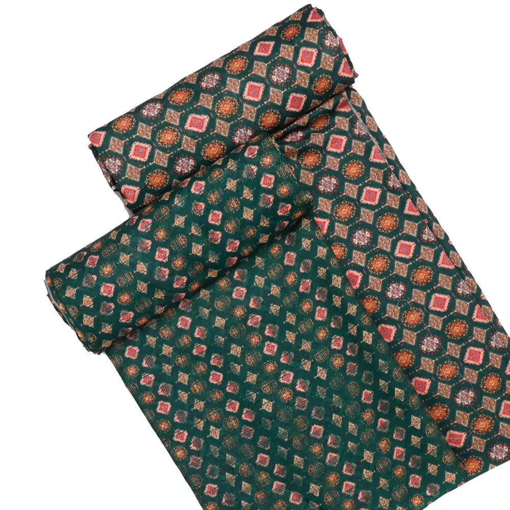 Green Mul Cotton Printed Unstitched Fabric Set (5 Meter Set) – fvs202339 st 39 d
