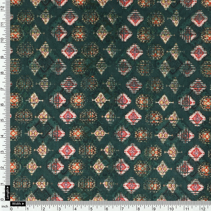 Green Mul Cotton Printed Unstitched Fabric Set (5 Meter Set)