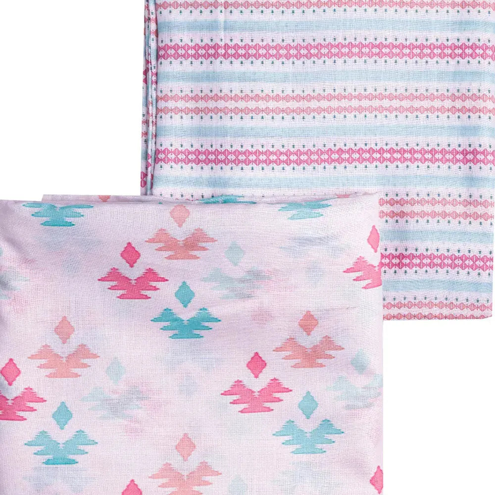 White Linen Printed Unstitched Fabric Set (5 Meter Set) – fvs202340 a