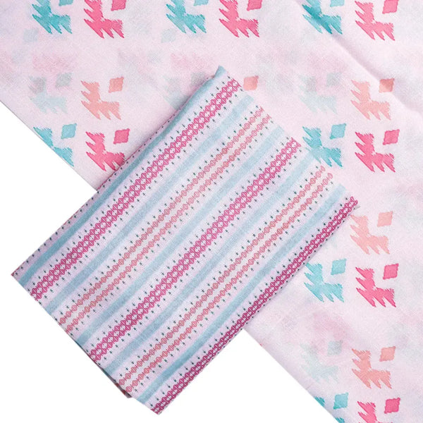 White Linen Printed Unstitched Fabric Set (5 Meter Set) – fvs202340 b - alternate view