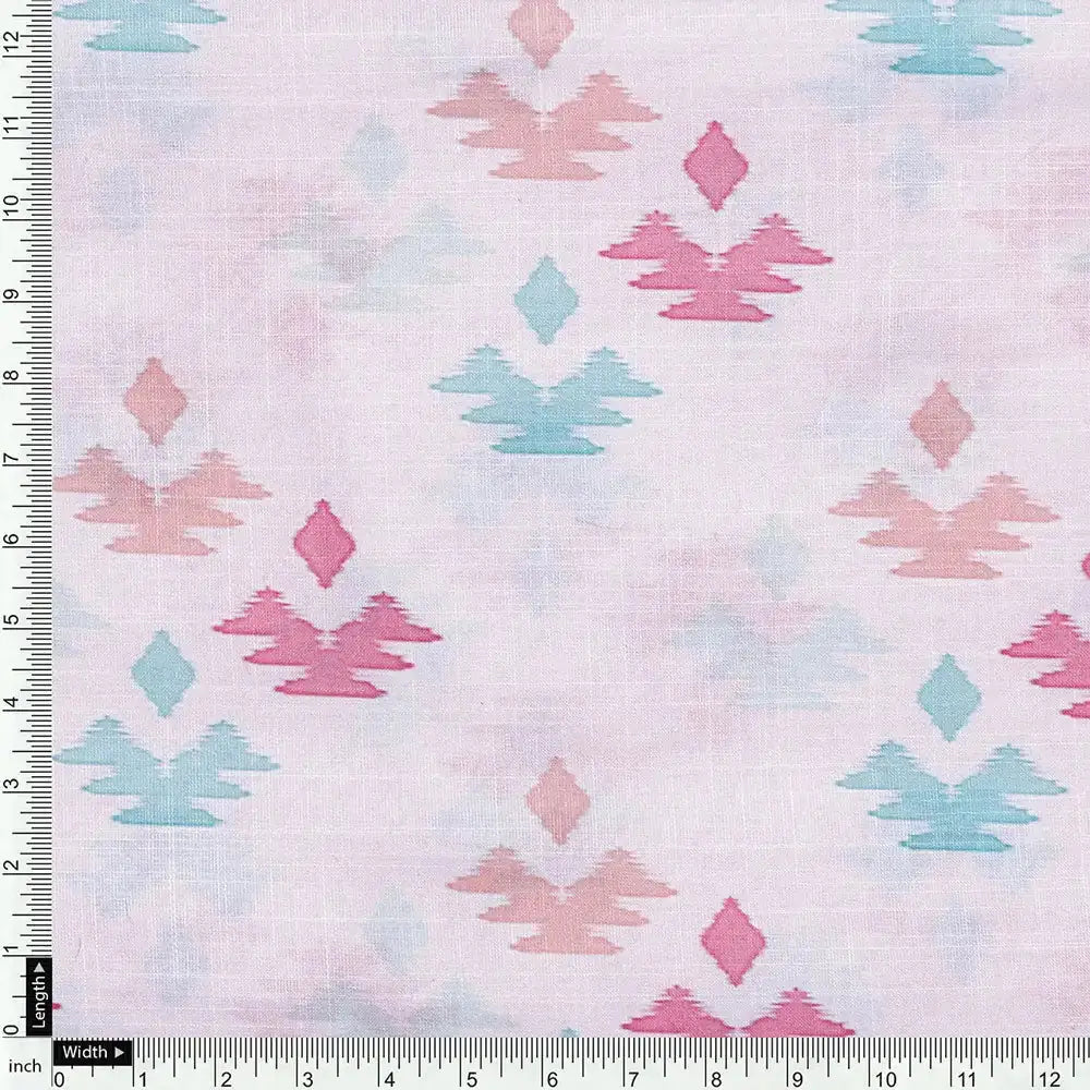 White Linen Printed Unstitched Fabric Set (5 Meter Set) – fvs202340 e