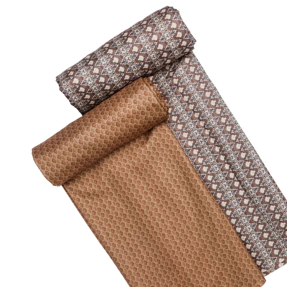 Brown Mul Cotton Printed Unstitched Fabric Set (5 Meter Set)