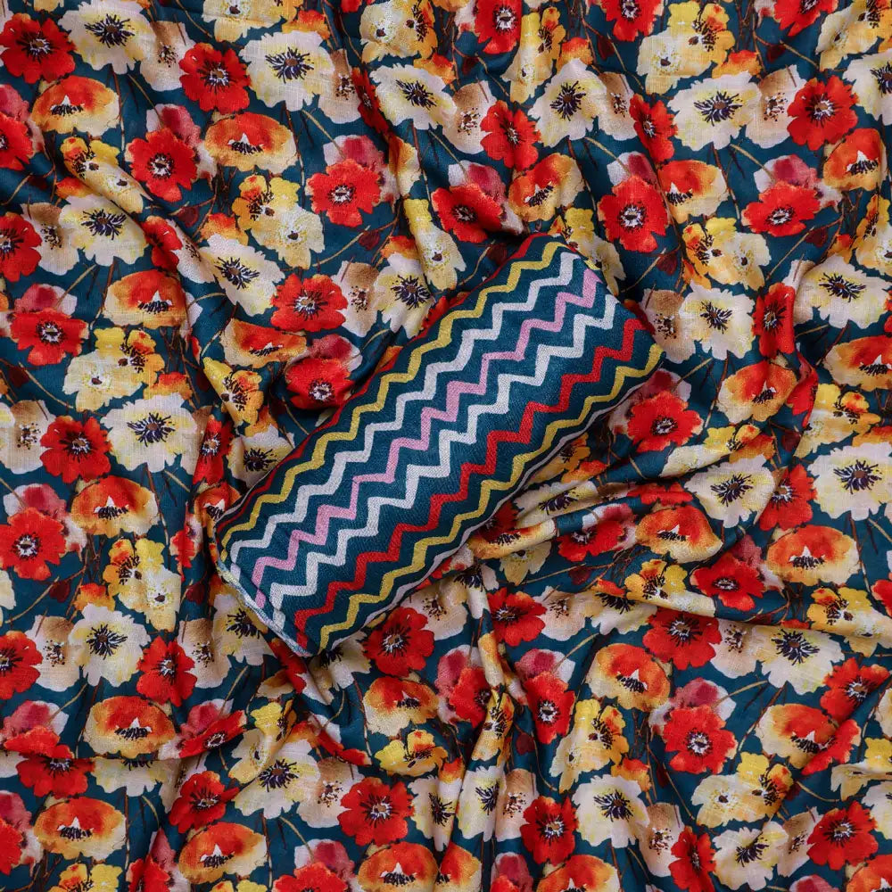 Multicolor Linen Printed Unstitched Fabric Set (5 Meter Set) – fvs202343 c