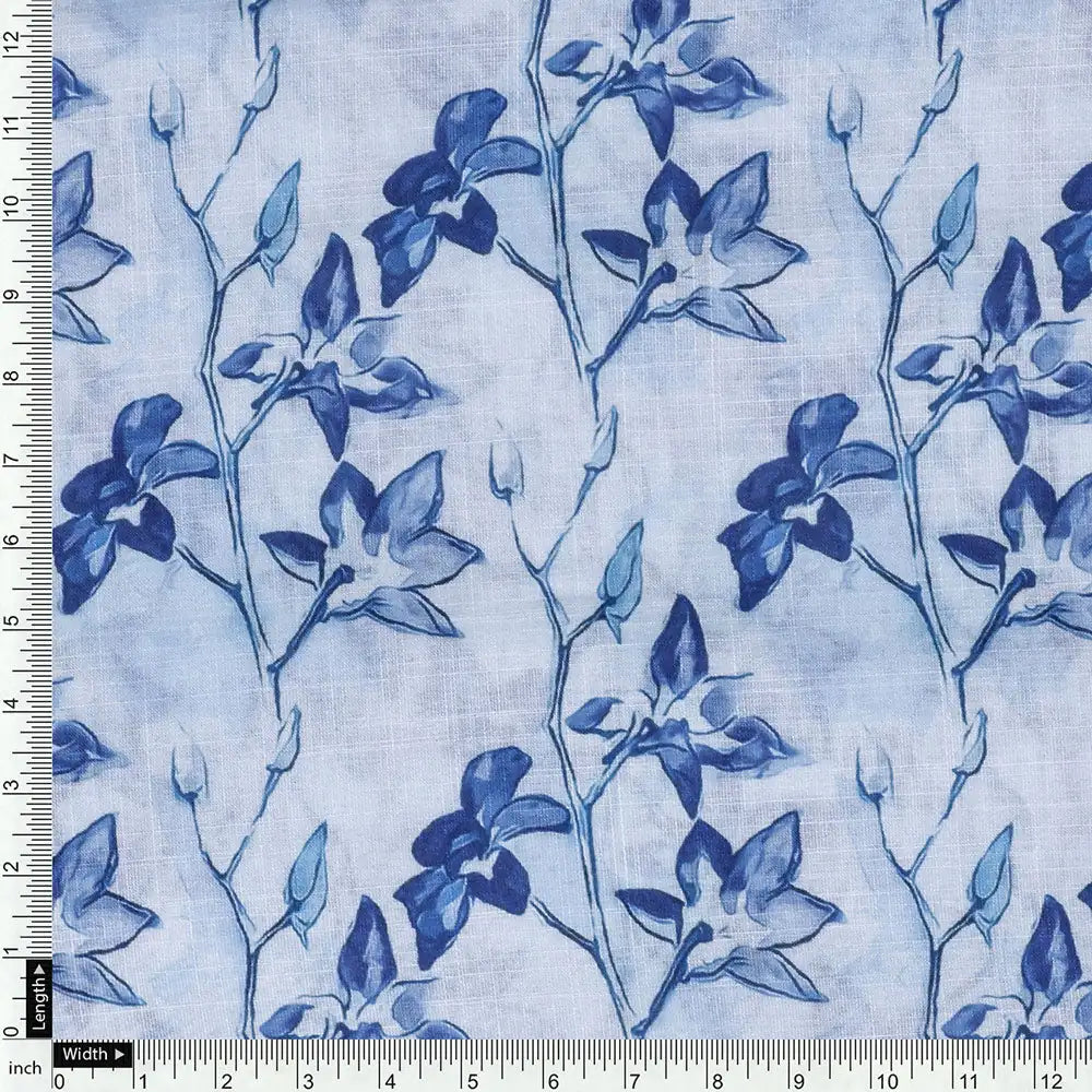 Blue Linen Printed Unstitched Fabric Set (5 Meter Set) – fvs202346 e